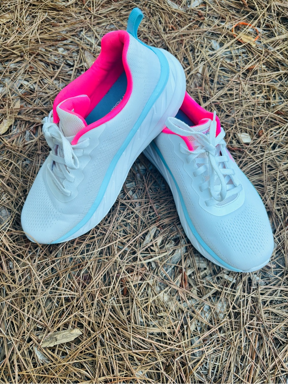 Skechers White Athletic Sneakers with Hot Pink and Light Blue Accents size 10 - Picture 6 of 11